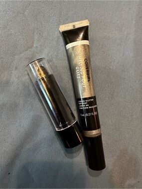 COVERGIRL Melting Pout Glitz Liquid Glitter Topcoat and Silver Sparkle lipstick